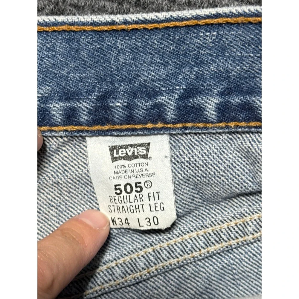 Levi Levi 505 Regular Fit Straight Leg Jeans Mens 34x30 Blue Made in USA